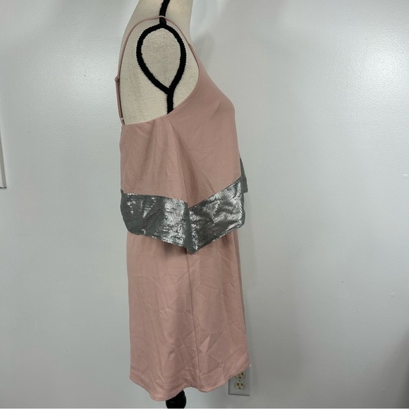 Esley Pink and Silver Sequins Spaghetti Strap Cocktail Dress Small - Picture 9 of 12